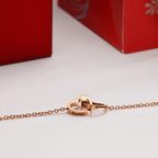 Coffret Cadeau de Rose Éternelle avec Collier Double Cœur