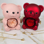 Ours en Rose Éternelle & Collier Personnalisé