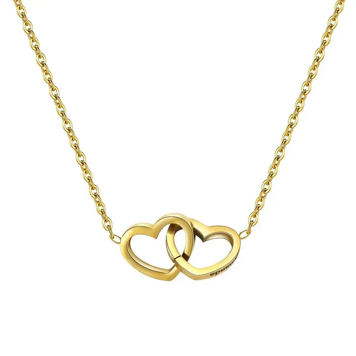 Coffret Cadeau de Rose Éternelle avec Collier Double Cœur