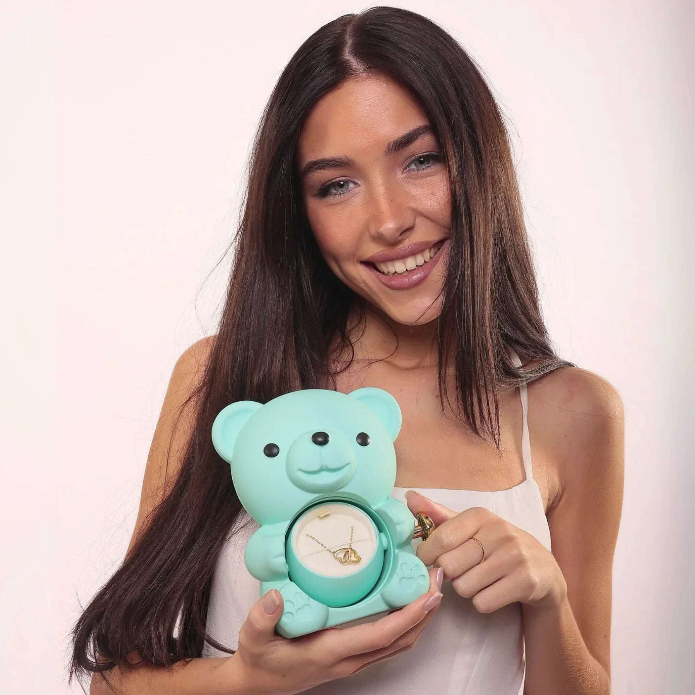 Ours en Rose Éternelle & Collier Personnalisé